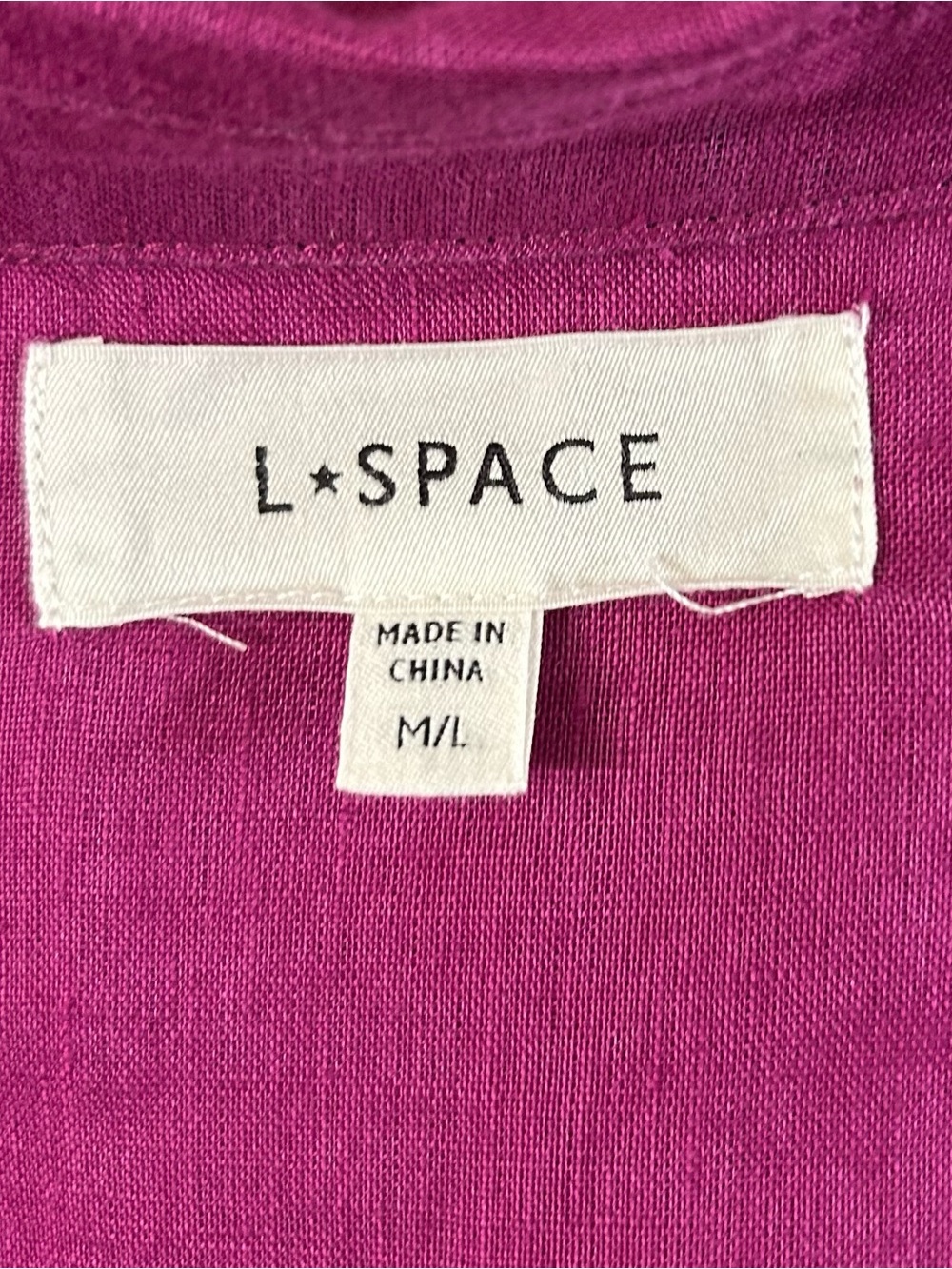 L*Space Fuchsia Collared 100% Linen Long Sleeve Button Down Shirt Dress M/L - Picture 7 of 10